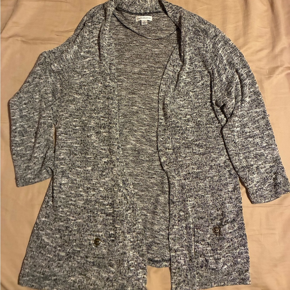 Croft & Barrow Marled Gray Women's Cardigan 3/4 Sleeve